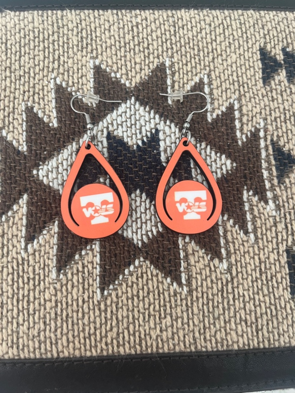 Orange Teardrop Logo Dangle Earrings